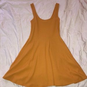 mustard yellow ribbed skater dress